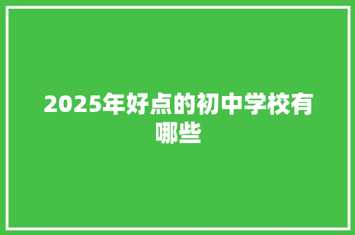 2025年好点的初中学校有哪些