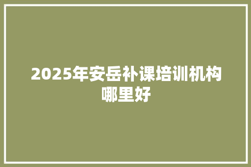 2025年安岳补课培训机构哪里好