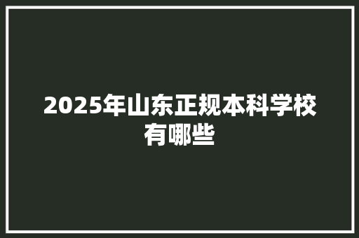 2025年山东正规本科学校有哪些