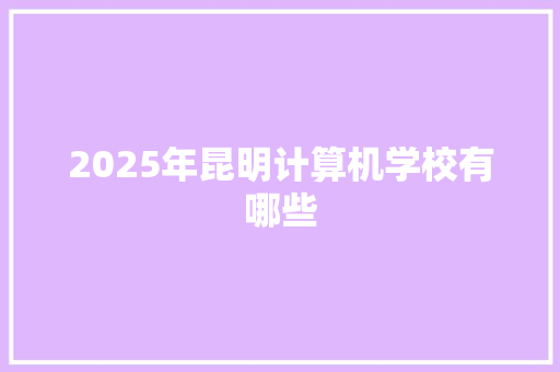2025年昆明计算机学校有哪些