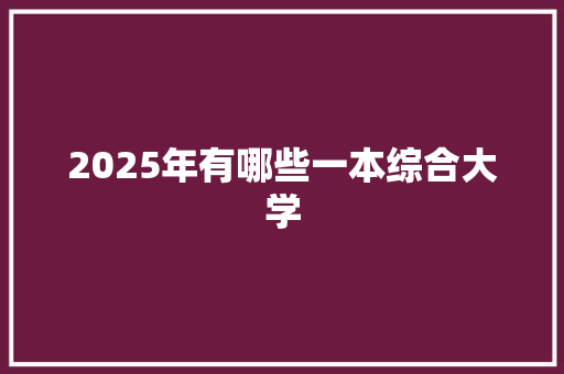 2025年有哪些一本综合大学