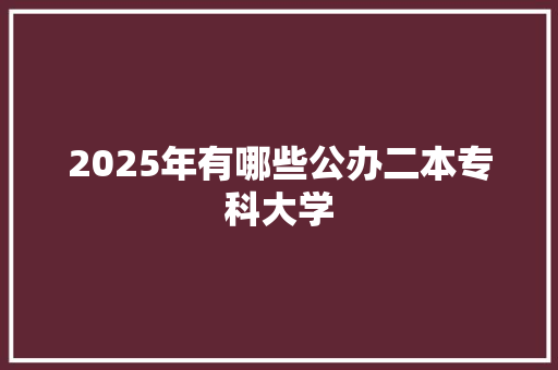 2025年有哪些公办二本专科大学