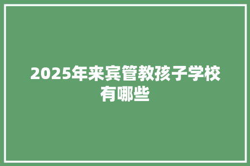 2025年来宾管教孩子学校有哪些