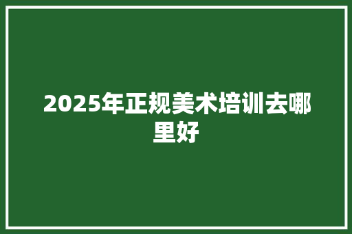 2025年正规美术培训去哪里好
