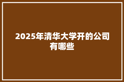 2025年清华大学开的公司有哪些