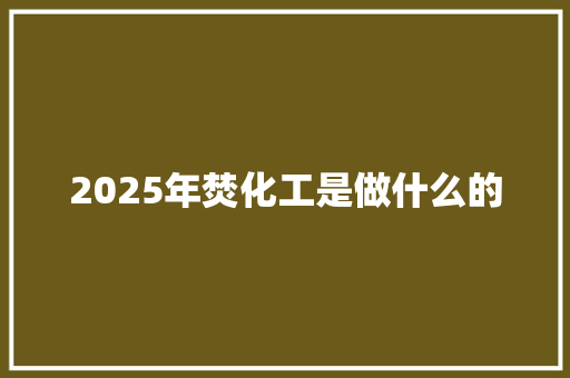 2025年焚化工是做什么的