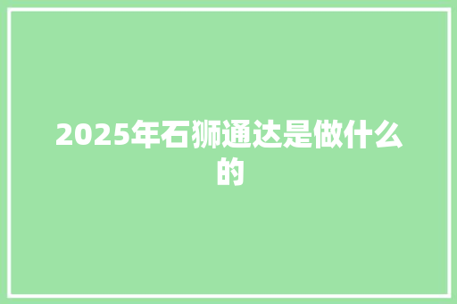 2025年石狮通达是做什么的