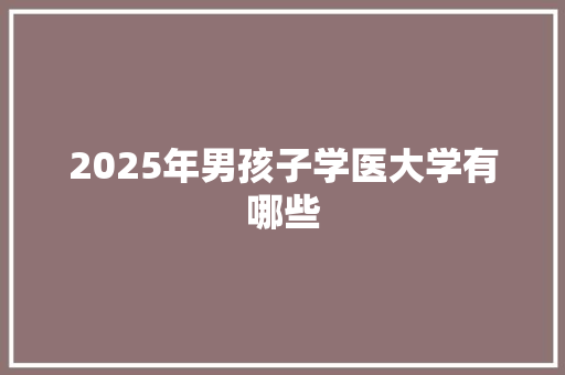 2025年男孩子学医大学有哪些