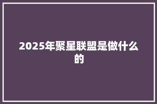 2025年聚星联盟是做什么的