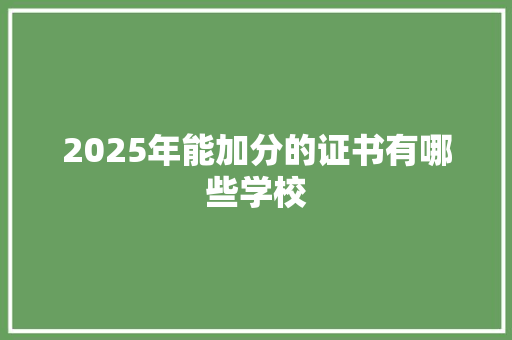 2025年能加分的证书有哪些学校