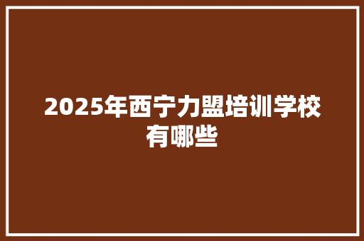 2025年西宁力盟培训学校有哪些