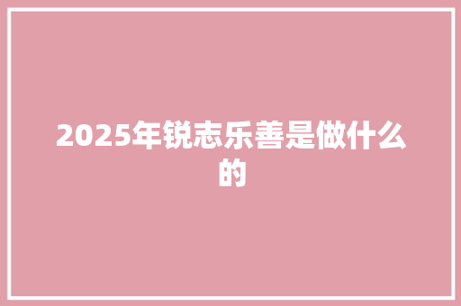 2025年锐志乐善是做什么的