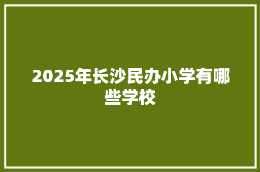 2025年长沙民办小学有哪些学校