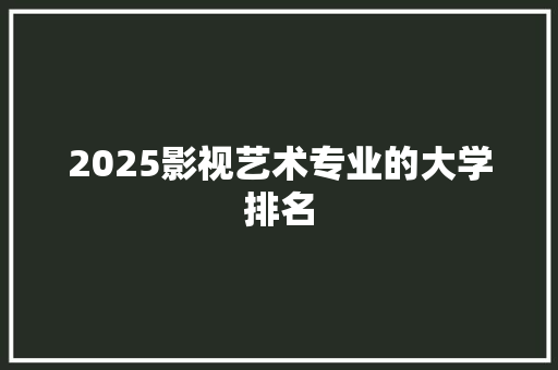 2025影视艺术专业的大学排名