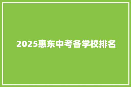 2025惠东中考各学校排名