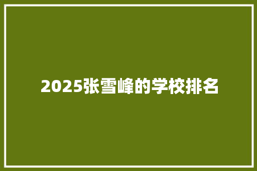 2025张雪峰的学校排名