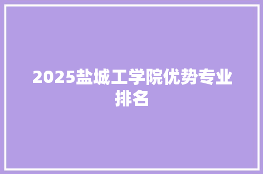 2025盐城工学院优势专业排名