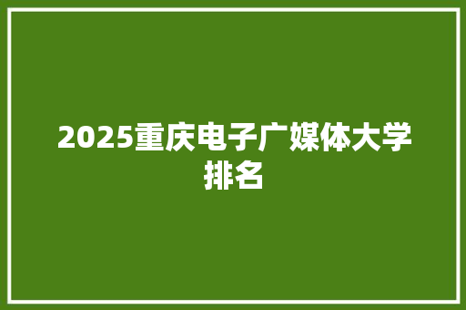 2025重庆电子广媒体大学排名