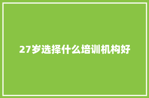 27岁选择什么培训机构好