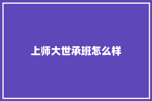 上师大世承班怎么样