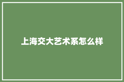 上海交大艺术系怎么样