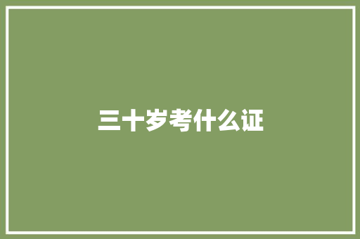 三十岁考什么证