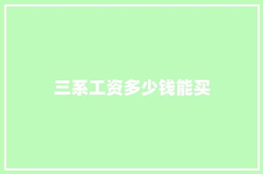 三系工资多少钱能买
