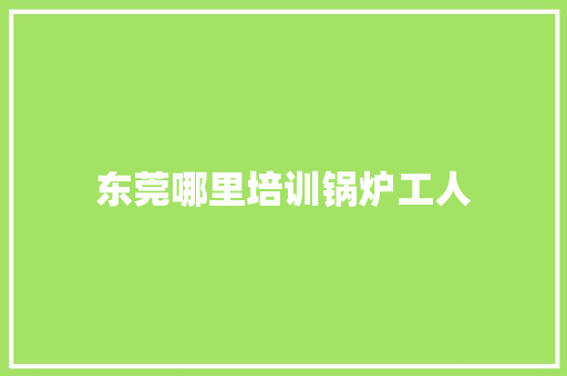 东莞哪里培训锅炉工人