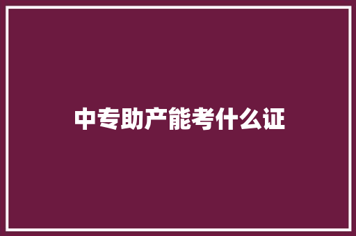 中专助产能考什么证