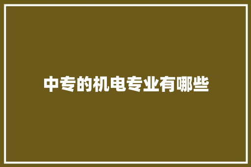 中专的机电专业有哪些