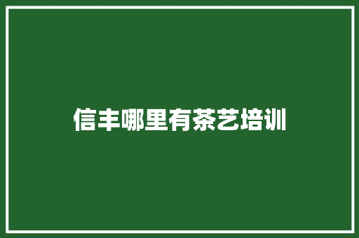 信丰哪里有茶艺培训