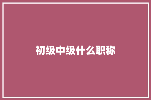 初级中级什么职称