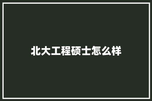 北大工程硕士怎么样