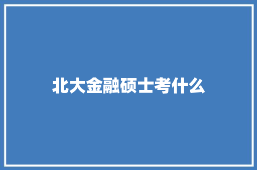 北大金融硕士考什么