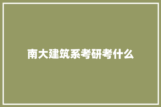 南大建筑系考研考什么