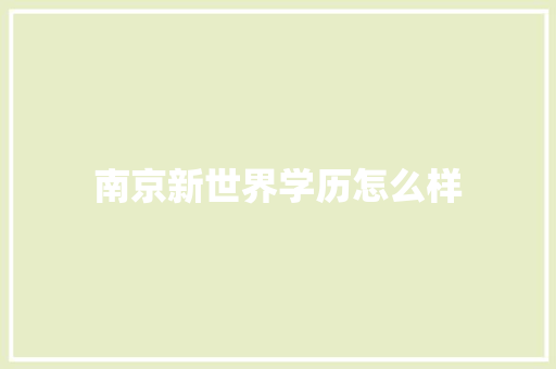 南京新世界学历怎么样