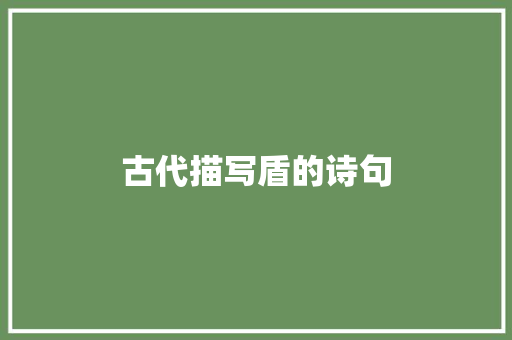 古代描写盾的诗句