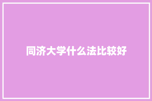 同济大学什么法比较好