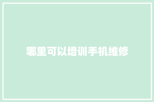哪里可以培训手机维修