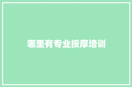 哪里有专业按摩培训