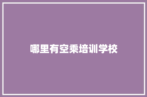 哪里有空乘培训学校