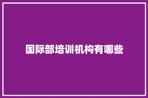 国际部培训机构有哪些
