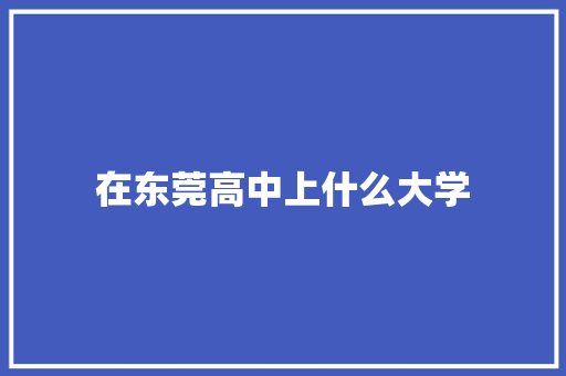 在东莞高中上什么大学