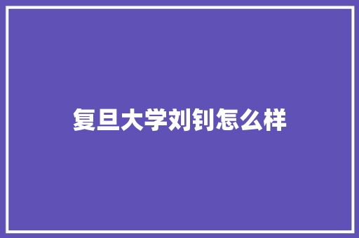 复旦大学刘钊怎么样