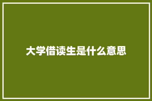 大学借读生是什么意思