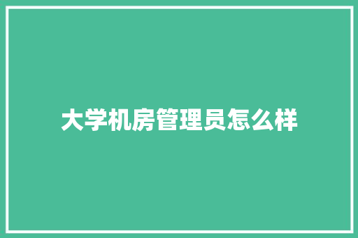 大学机房管理员怎么样