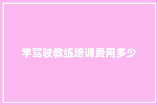 学驾驶教练培训费用多少