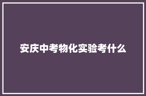 安庆中考物化实验考什么