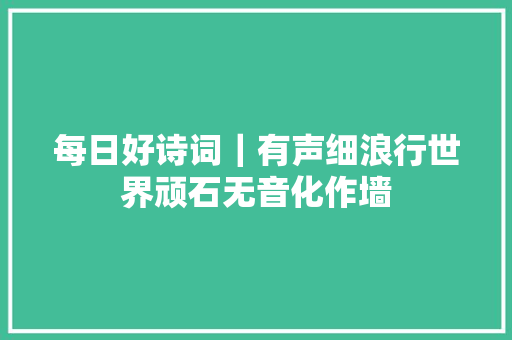 每日好诗词｜有声细浪行世界顽石无音化作墙