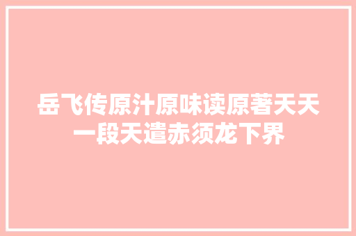 岳飞传原汁原味读原著天天一段天遣赤须龙下界